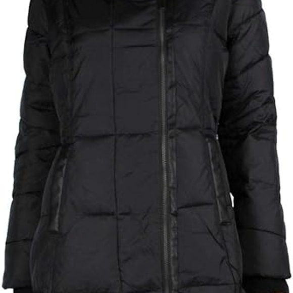 French Connection Black Hooded Puffer Coat - Picture 2 of 5